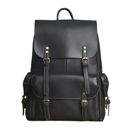 Mochila de viaje de cuero genuino en marrón | Mochila grande