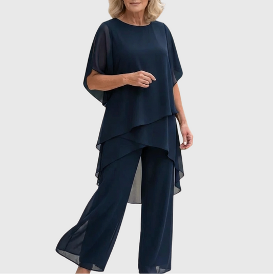 Linda | Conjunto de pantalones palazzo drapeados
