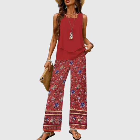 Ovelynra™ | Top sin mangas y pantalones anchos
