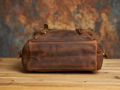 Mochila de viaje de cuero genuino en marrón | Mochila grande