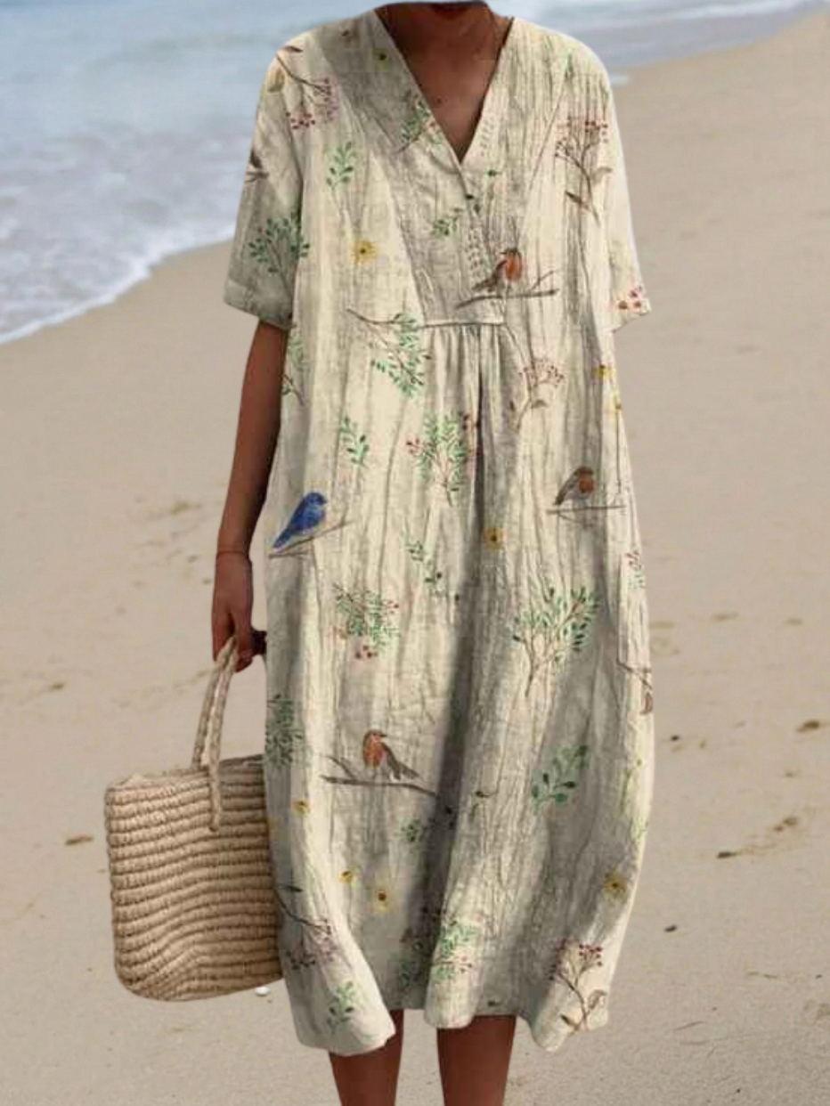 Margaret - Vibrant Floral Garden Print Flowing Dress