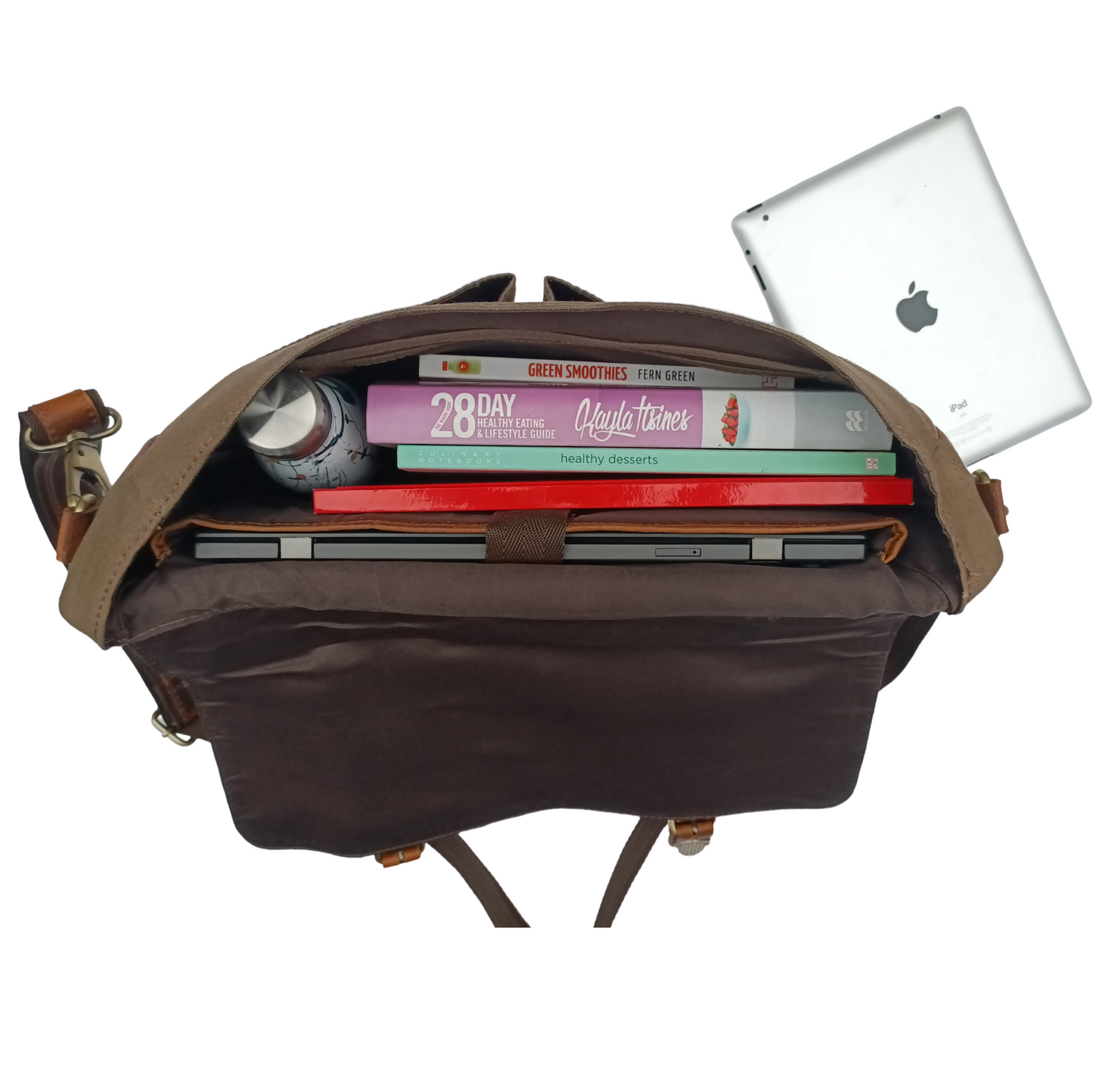Bolsa de Laptop de Cuero Braun de Lona para Cazadores
