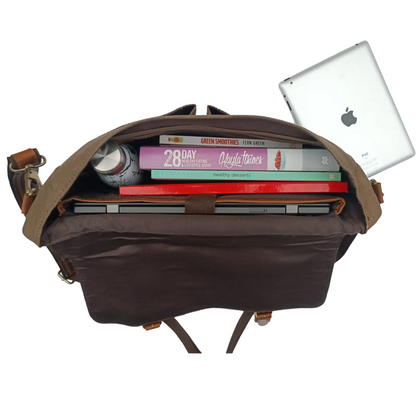 Bolsa de Laptop de Cuero Braun de Lona para Cazadores