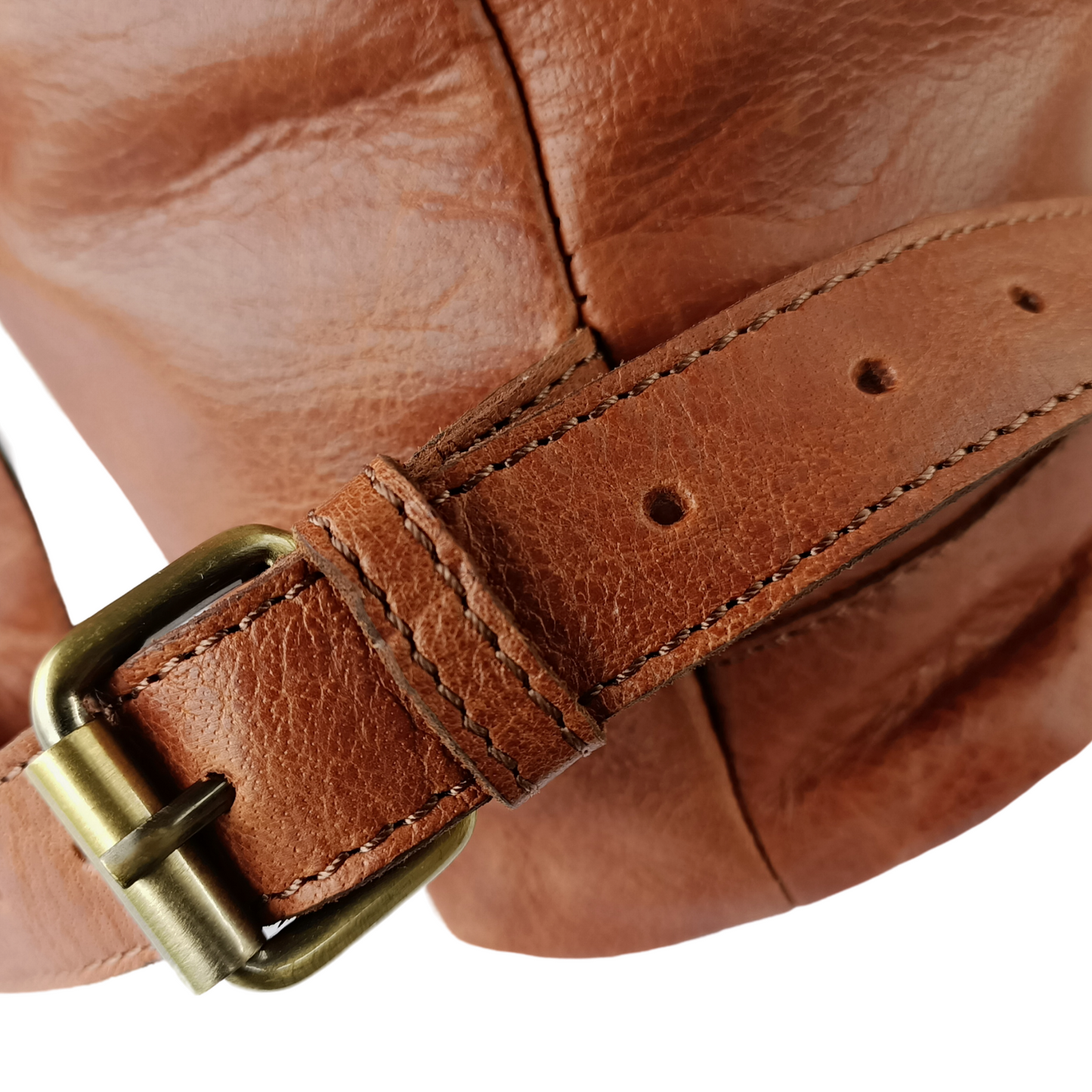 Rucksack de cuero marrón oscuro