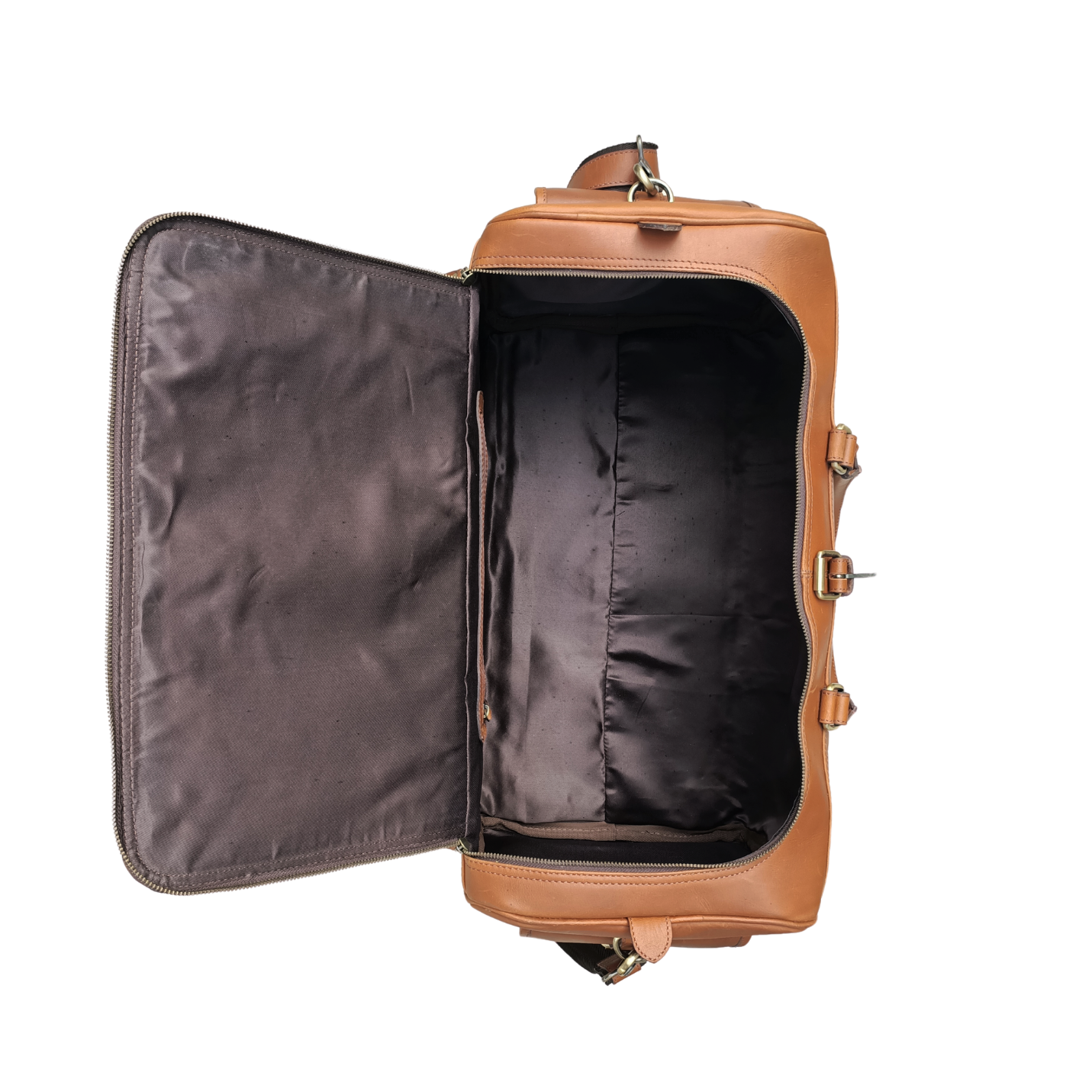Bolso de fin de semana de cuero marrón