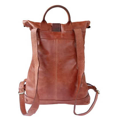 Rucksack de cuero marrón oscuro