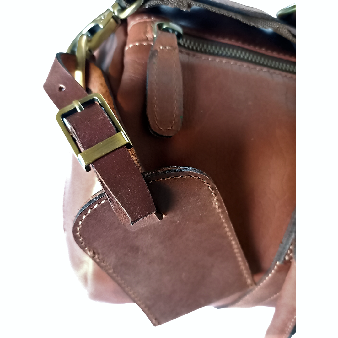Bolso de viaje de cuero marrón