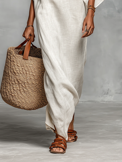 Aveline™ | Vestido maxi con hombros al descubierto y mangas murciélago