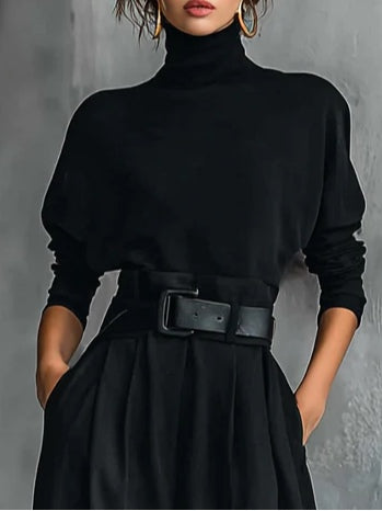 Lisa™ | Conjunto negro de 2 piezas con cinturón