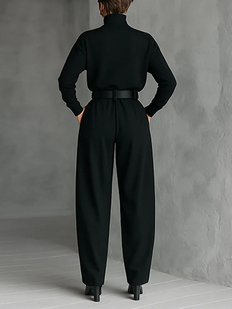 Lisa™ | Conjunto negro de 2 piezas con cinturón
