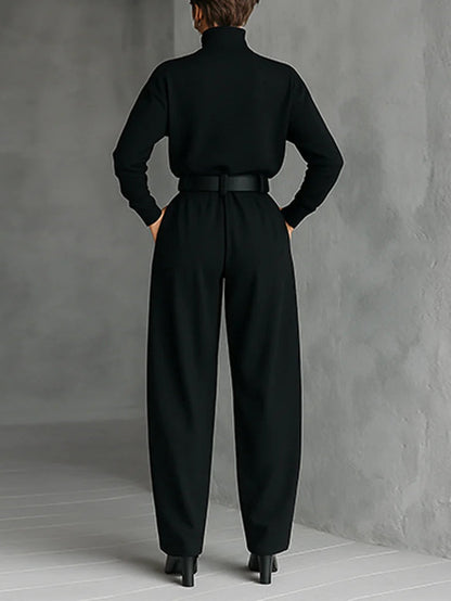 Lisa™ | Conjunto negro de 2 piezas con cinturón