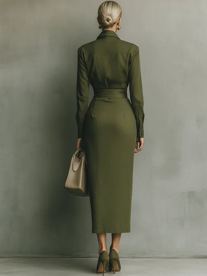 Noëlle™ | Maxi vestido en verde militar