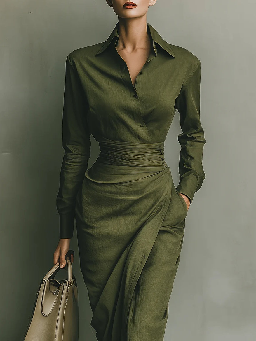 Noëlle™ | Maxi vestido en verde militar