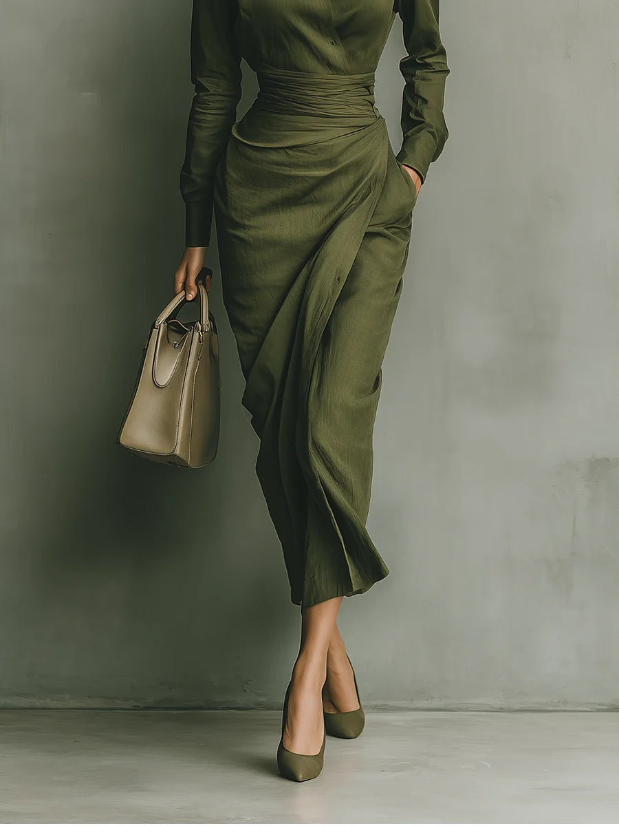 Noëlle™ | Maxi vestido en verde militar