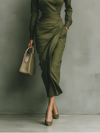 Noëlle™ | Maxi vestido en verde militar