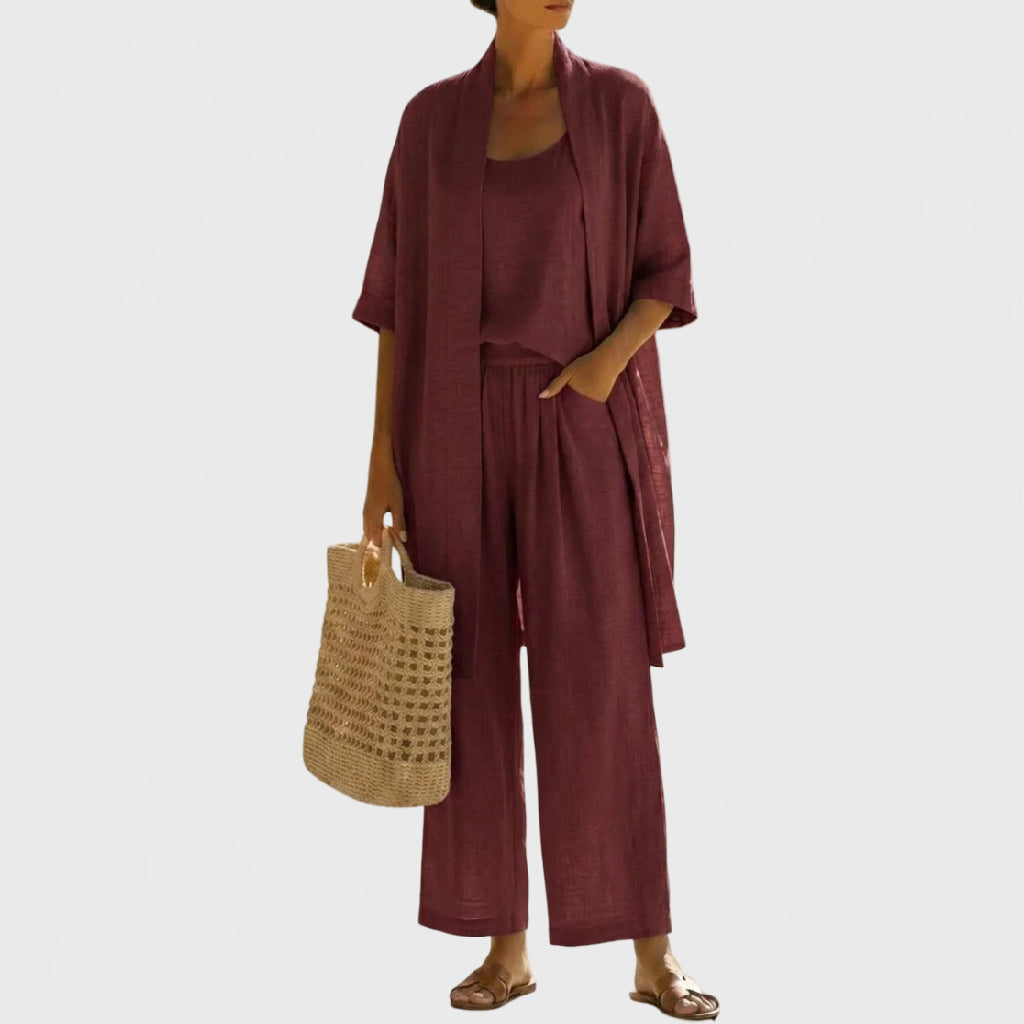 Conjunto minimalista de 3 piezas ligero, transpirable y elegante
