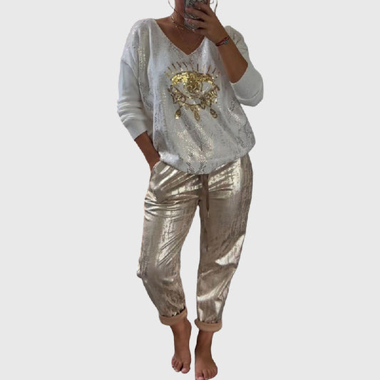 Arlise - Conjunto elegante y casual de dos piezas