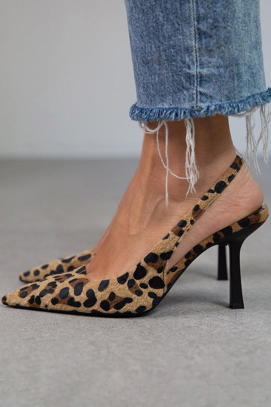 Liorina | Escarpines kaki con estampado de leopardo y punta afilada