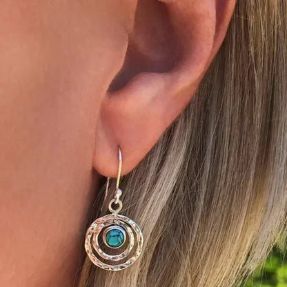 Pendientes Boho Saturno: Turquesa y Oro