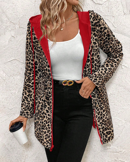 Annie | Reversible Hooded Coat with Leopard Print