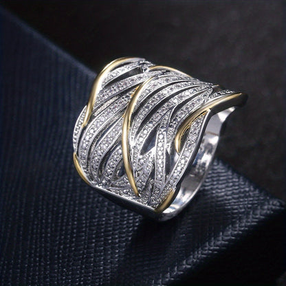 ELENA | Anillo elegante de capas con diseño trenzado