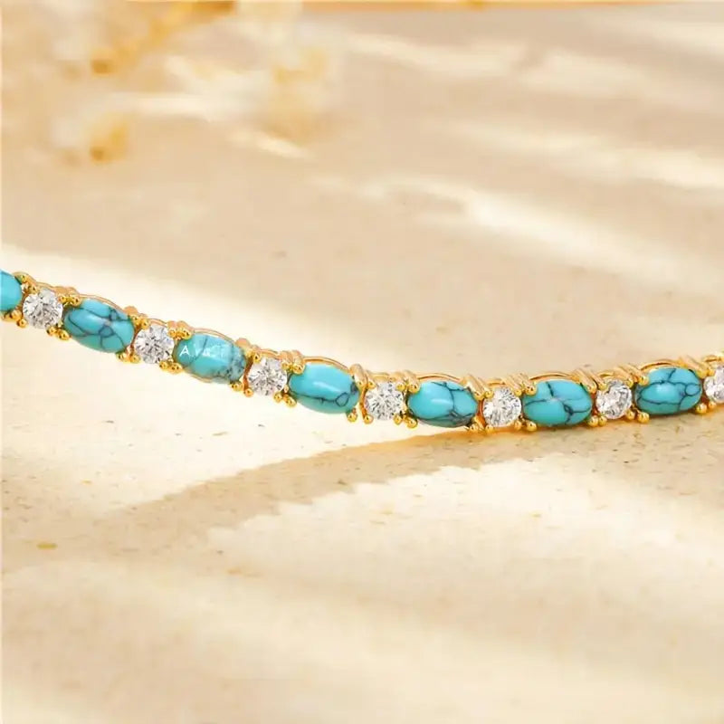 Pulsera de Piedra Turquesa Natural | Oro