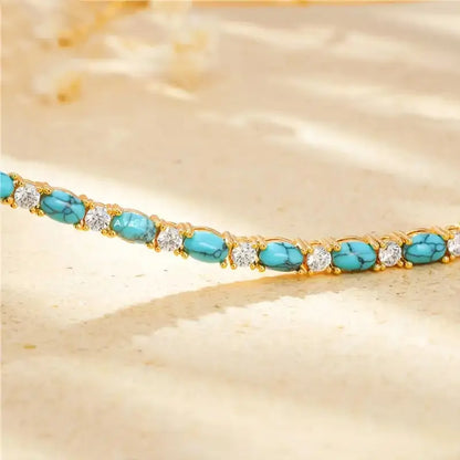 Pulsera de Piedra Turquesa Natural | Oro