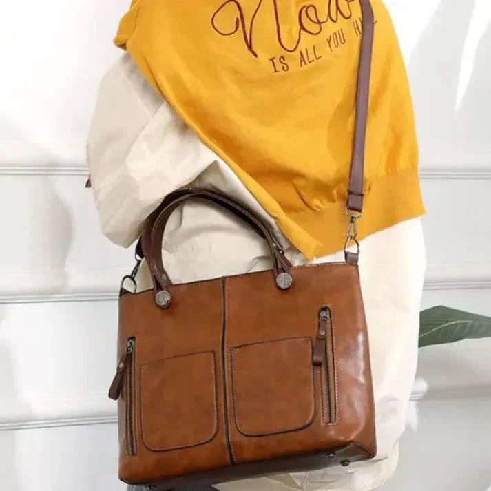 Bolso de hombro de cuero vintage elegante