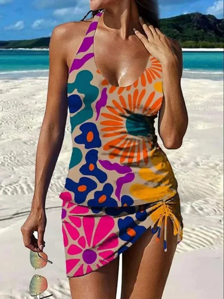 Diana - Traje de Baño Floral con Short y Efecto Vientre Plano