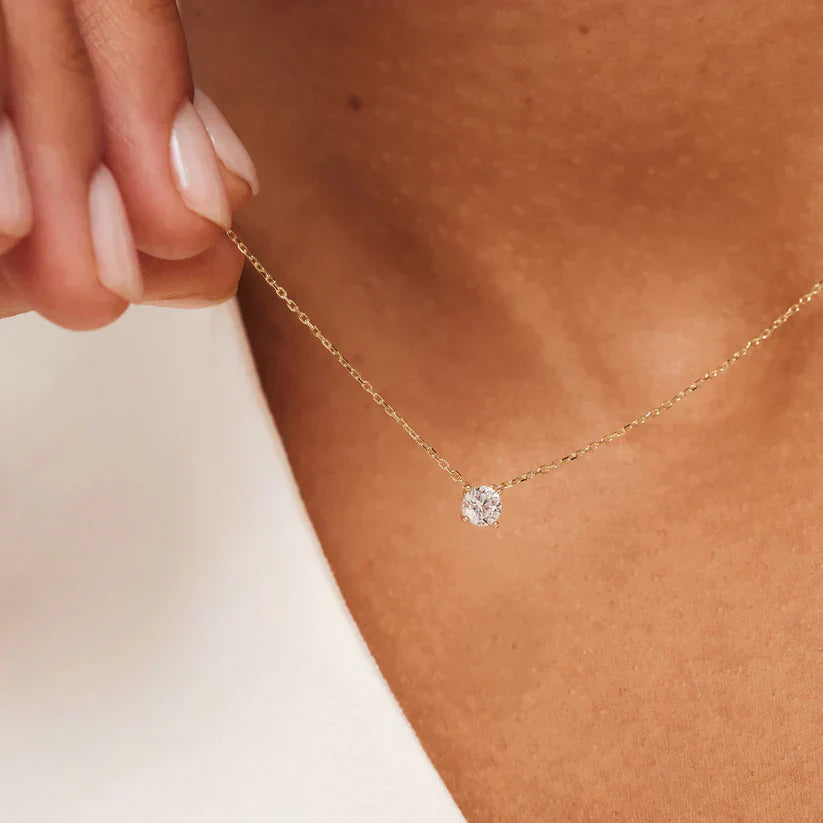 Collar con piedra moissanite Cléa | Oro