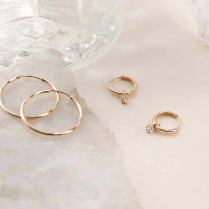 Pendientes de aro con piedras Larmes de Lune | Oro