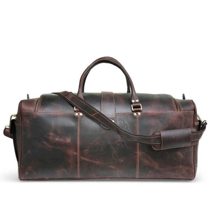 Bolsa de fin de semana de cuero Hunter marrón oscuro