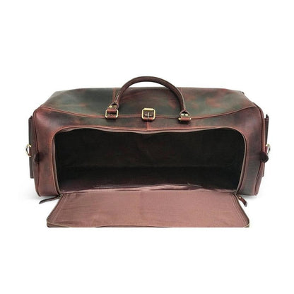 Bolsa de fin de semana de cuero Hunter marrón oscuro