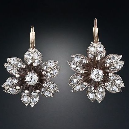 Pendientes de Cristal Vintage con Forma de Flor