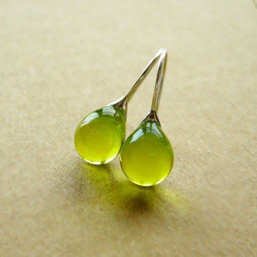 Chic - Pendientes de Cristal Oliva Vintage