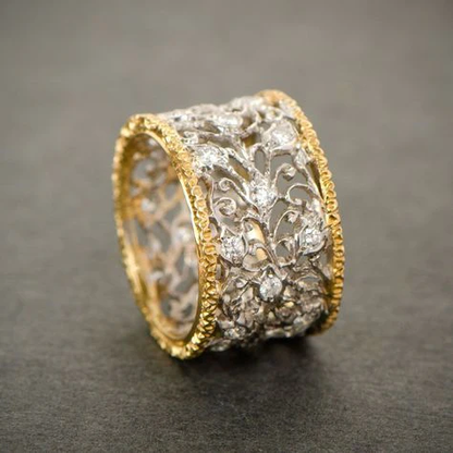 MIKA | Anillo vintage con circonitas y diseño de hiedra
