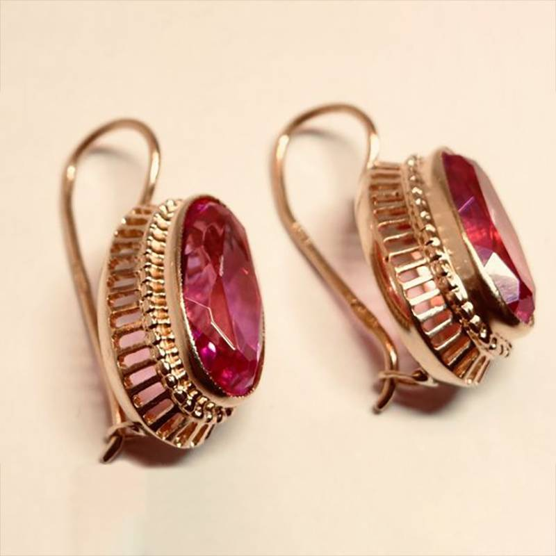 Pendientes de Rosa de Cristal Rosa Vintage