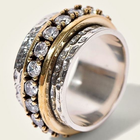 Anillo de Oro y Plata Vintage con Zirconia