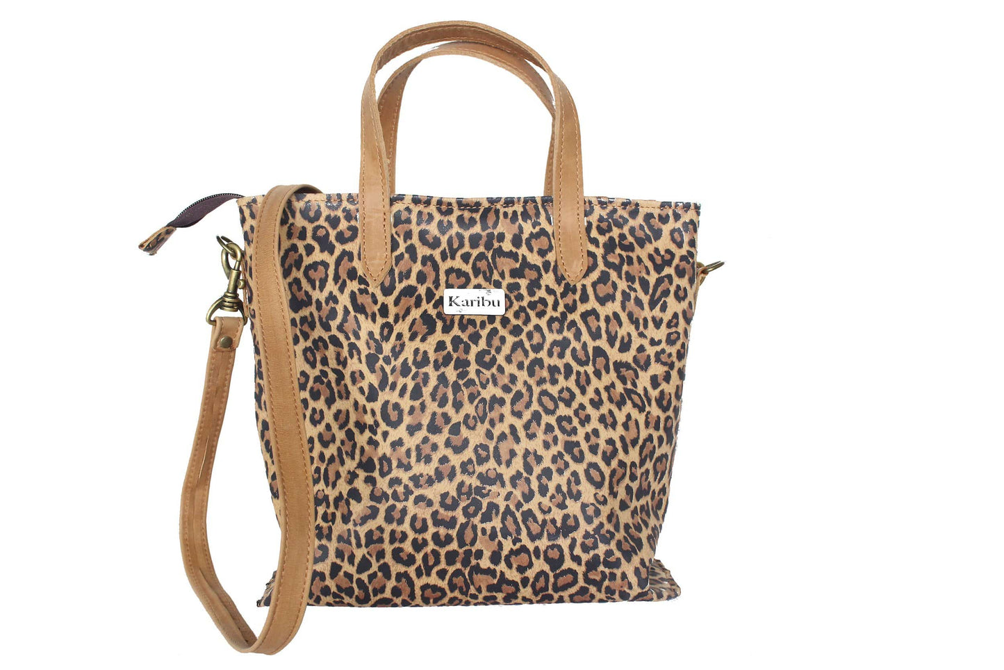 Cartera Kika con estampado de animal y asas marrones