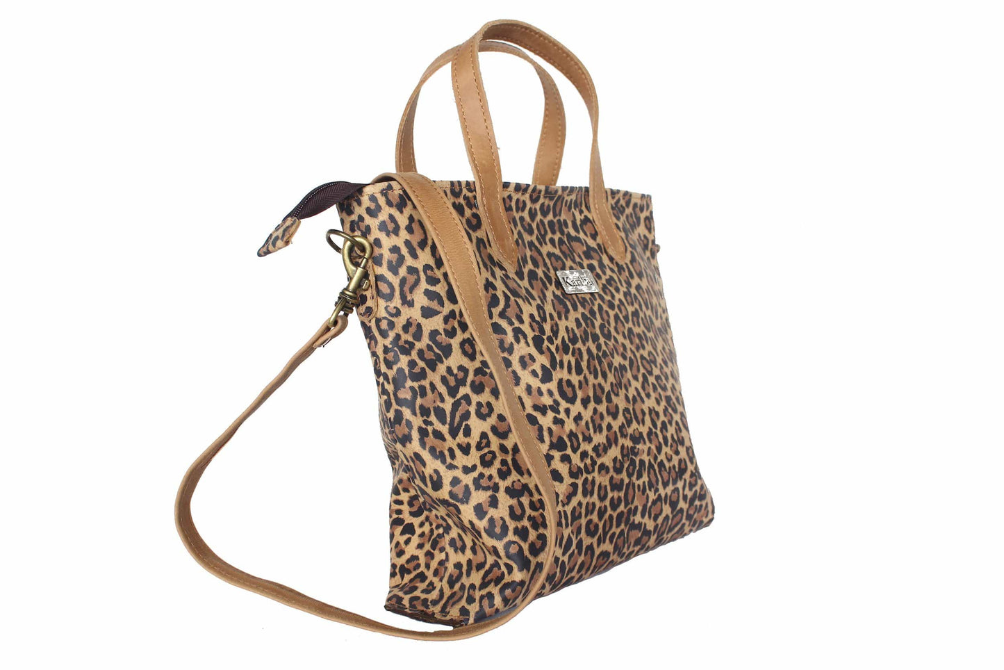 Cartera Kika con estampado de animal y asas marrones