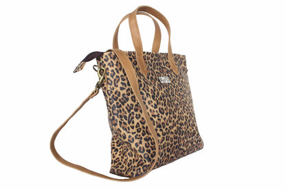 Cartera Kika con estampado de animal y asas marrones