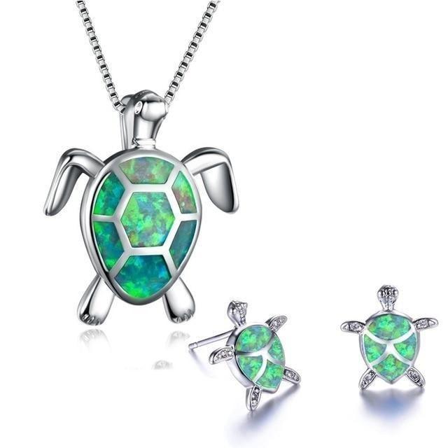 Conjunto de Joyería de Tortuga Marina Ópalo