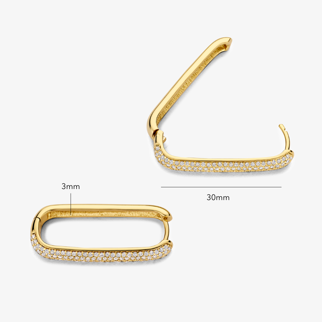 Pendientes de aro con grandes íconos pavé | Oro