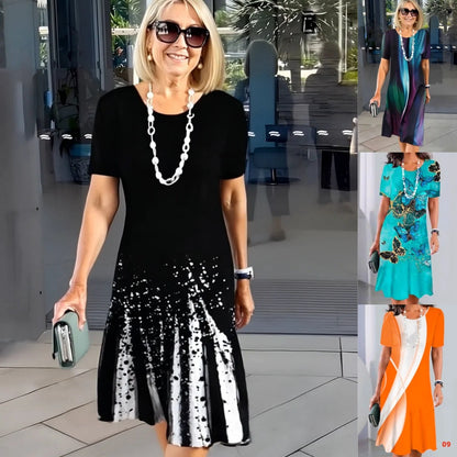Dalia™ - Women's Pleated Dress with Colour Blocks