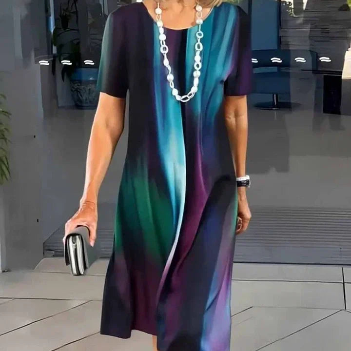 Dalia™ - Women's Pleated Dress with Colour Blocks