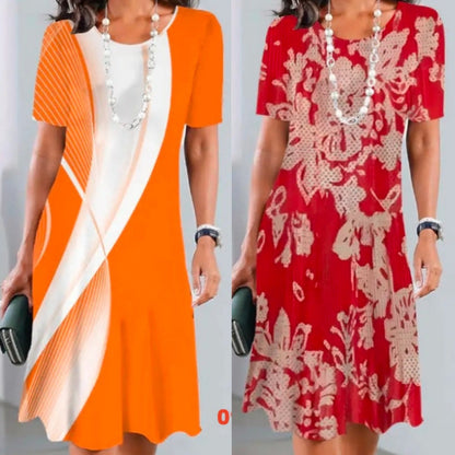 Dalia™ - Women's Pleated Dress with Colour Blocks