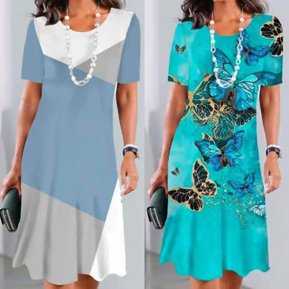 Dalia™ - Women's Pleated Dress with Colour Blocks