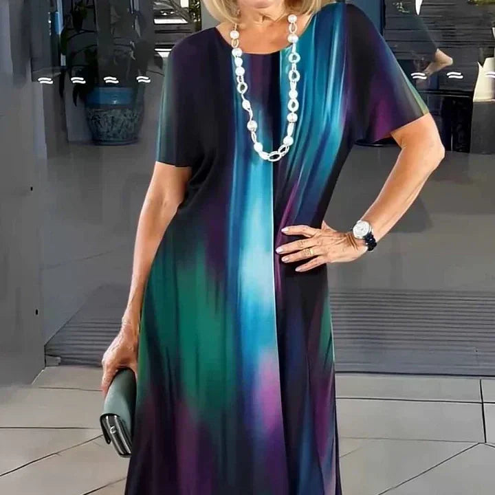 Dalia™ - Women's Pleated Dress with Colour Blocks