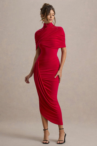 Taylor - Twisted Asymmetric Maxi Cape Dress