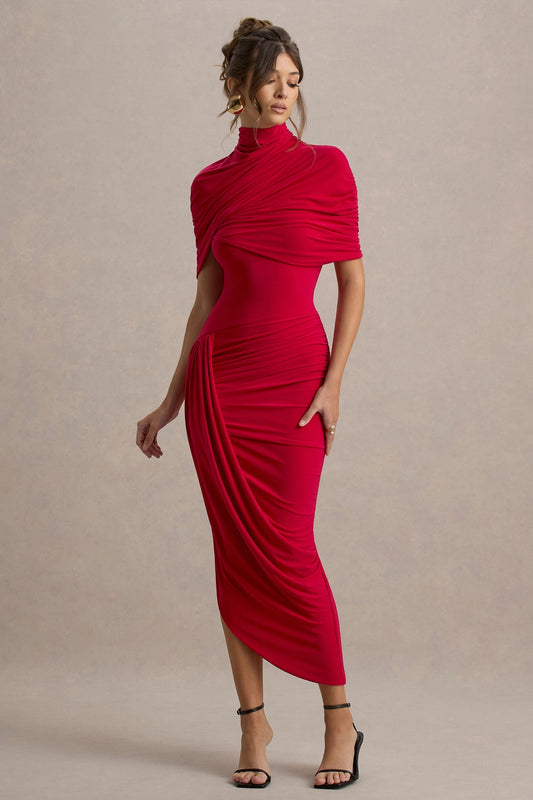 Taylor - Twisted Asymmetric Maxi Cape Dress